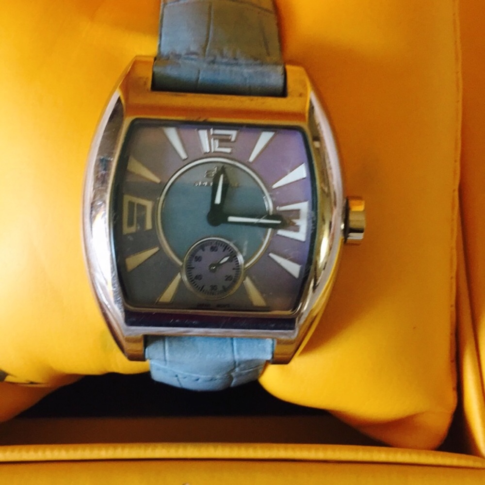 Adee Kaye Pearlized Face Watch Periwinkle Blue